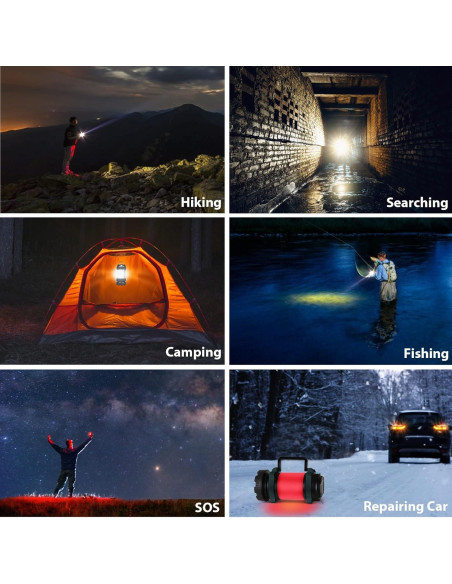 Linterna de Camping BOBKID 2 Paquetes 1000LM Recargable USB