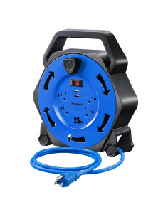 Carrete de Cable DEWENWILS 25FT con 4 Salidas y 2 USB