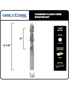 Fresa de Enrasado Espiral Greycore 1/2" x 7.62 cm Carburo 2
