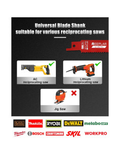 25 Hojas de Sierra Recíproca Bi-Metal 15 cm 14/18 TPI REEPLAR 2