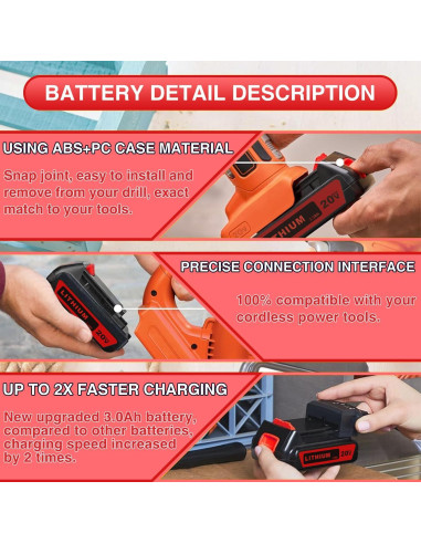 Batería de Reemplazo VANTTECH 20V 3000mAh para Black & Decker
