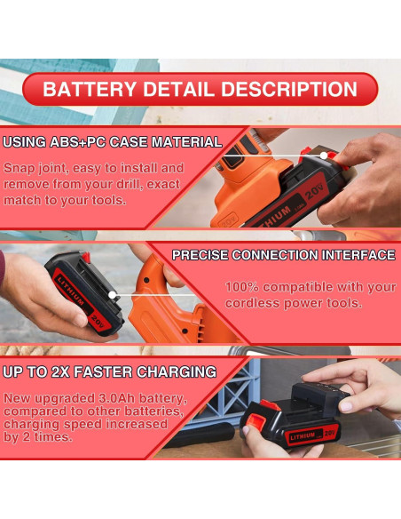 Batería de Reemplazo VANTTECH 20V 3000mAh para Black & Decker