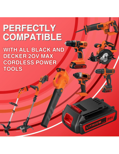 Batería de Reemplazo VANTTECH 20V 3000mAh para Black & Decker