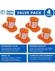 Filtros de Aspiradora Filtro Fette Compatibles HHVK - Paquete de 4 2