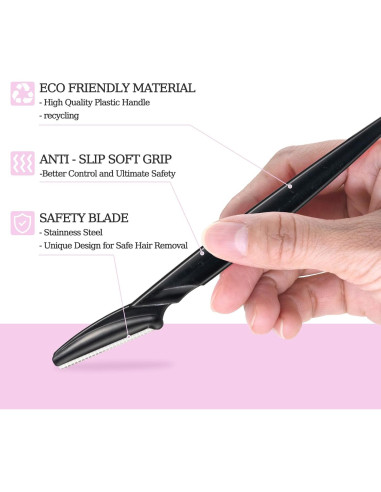 Cuchillas para Cejas CICINUJOY 40 Piezas Negro - Dermaplane