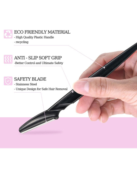 Cuchillas para Cejas CICINUJOY 40 Piezas Negro - Dermaplane