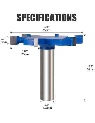 Cortador de Ranuras Vearter 65mm Carburo 6 Alas para Router