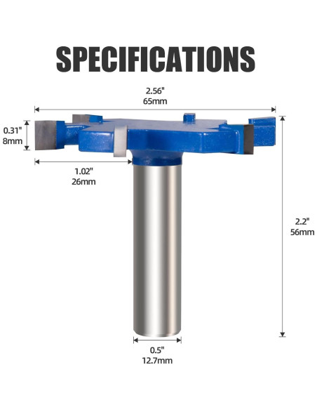 Cortador de Ranuras Vearter 65mm Carburo 6 Alas para Router
