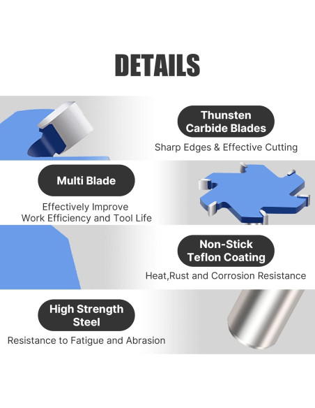Cortador de Ranuras Vearter 65mm Carburo 6 Alas para Router