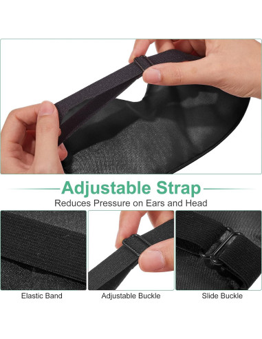 6 Piezas Máscaras de Sueño de Seda Geyoga Ajustables Negro
