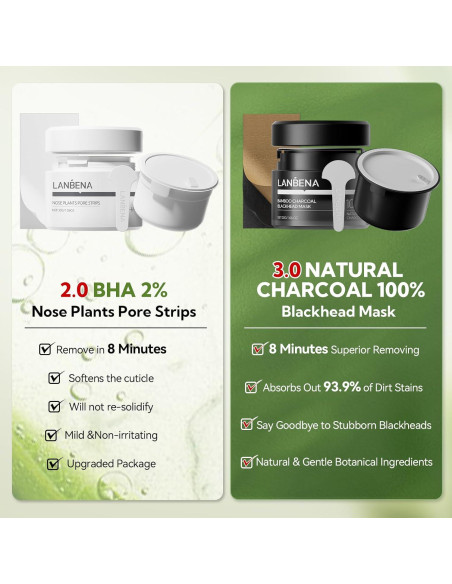 Set LANBENA 3 en 1: Tiras para Poros + Suero + Máscara