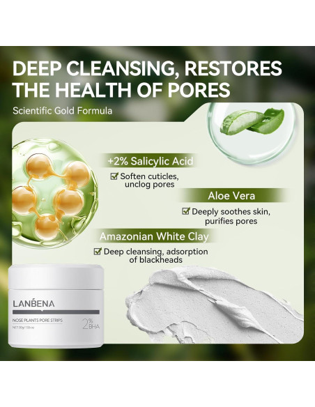 Set LANBENA 3 en 1: Tiras para Poros + Suero + Máscara