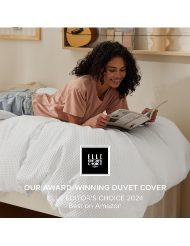 Funda de Edredón Bedsure Doble Algodón Waffle Blanco Coco 2 Piezas