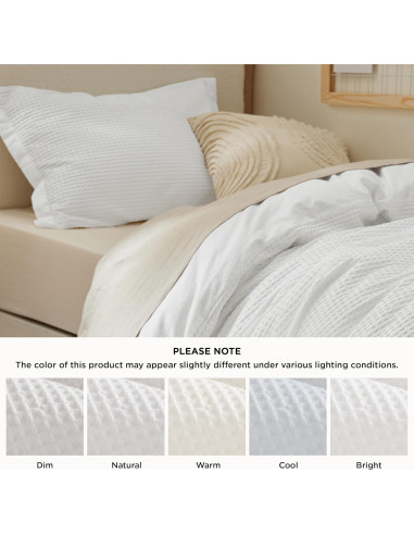 Funda de Edredón Bedsure Doble Algodón Waffle Blanco Coco 2 Piezas