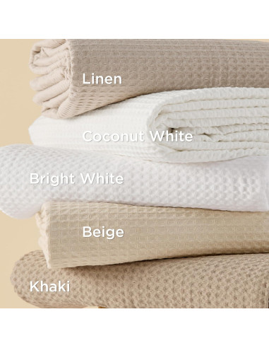 Funda de Edredón Bedsure Doble Algodón Waffle Blanco Coco 2 Piezas