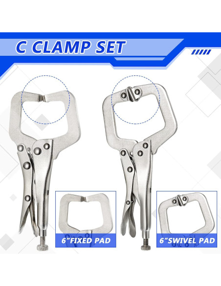 Juego de 4 Pinzas de Cierre en C Minatee 15-28 cm Ajustables