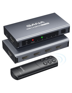 Conmutador HDMI 5 en 1 GANA 4K@60Hz con Control Remoto