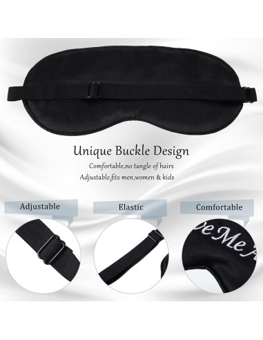 Geyoga 4 Piezas Máscaras de Ojos de Seda Ajustables para Dormir