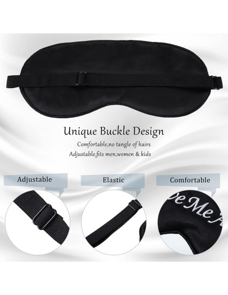 Geyoga 4 Piezas Máscaras de Ojos de Seda Ajustables para Dormir