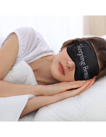 Geyoga 4 Piezas Máscaras de Ojos de Seda Ajustables para Dormir