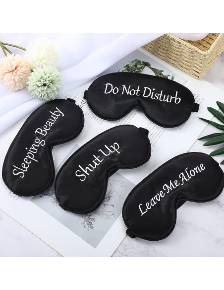 Geyoga 4 Piezas Máscaras de Ojos de Seda Ajustables para Dormir