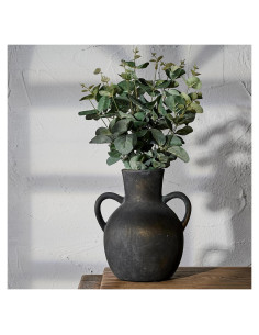 Jarrón de Cerámica Rústico SIDUCAL 18.5 cm 2 Asas Decorativo