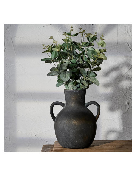 Jarrón de Cerámica Rústico SIDUCAL 18.5 cm 2 Asas Decorativo