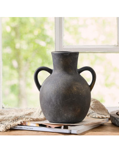 Jarrón de Cerámica Rústico SIDUCAL 18.5 cm 2 Asas Decorativo 2