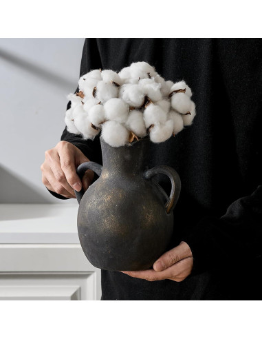 Jarrón de Cerámica Rústico SIDUCAL 18.5 cm 2 Asas Decorativo