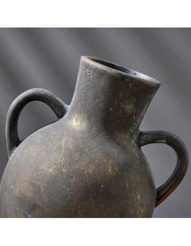 Jarrón de Cerámica Rústico SIDUCAL 18.5 cm 2 Asas Decorativo