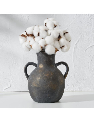 Jarrón de Cerámica Rústico SIDUCAL 18.5 cm 2 Asas Decorativo