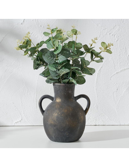 Jarrón de Cerámica Rústico SIDUCAL 18.5 cm 2 Asas Decorativo