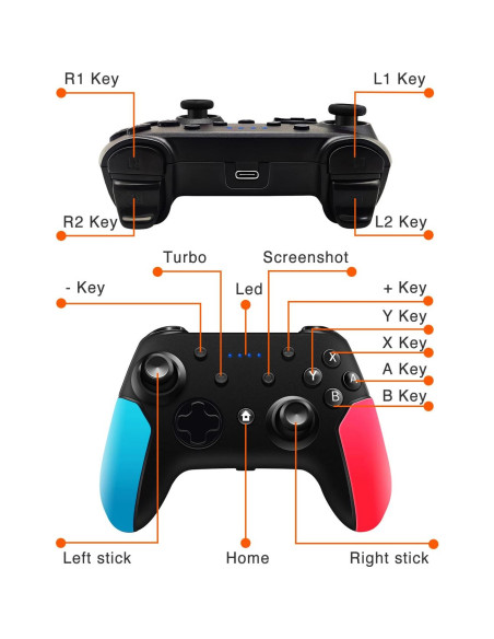 Controlador Pro Inalámbrico Nintendo Switch Rojo y Azul Controlador Pro Inalámbrico Nintendo Switch Rojo y Azul