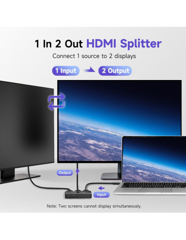 Conmutador HDMI 8K 60Hz 2 en 1 Aluminio Compatible PS5 Xbox