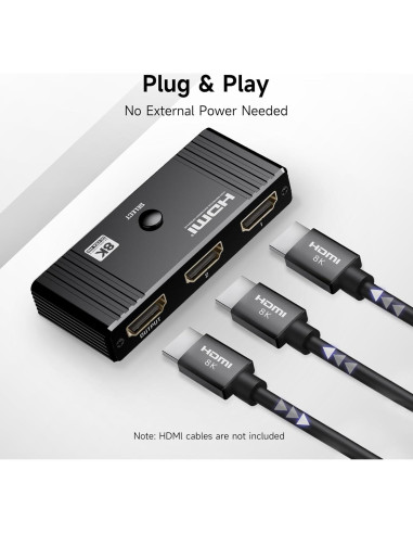 Conmutador HDMI 8K 60Hz 2 en 1 Aluminio Compatible PS5 Xbox