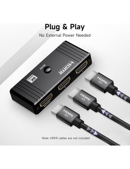 Conmutador HDMI 8K 60Hz 2 en 1 Aluminio Compatible PS5 Xbox