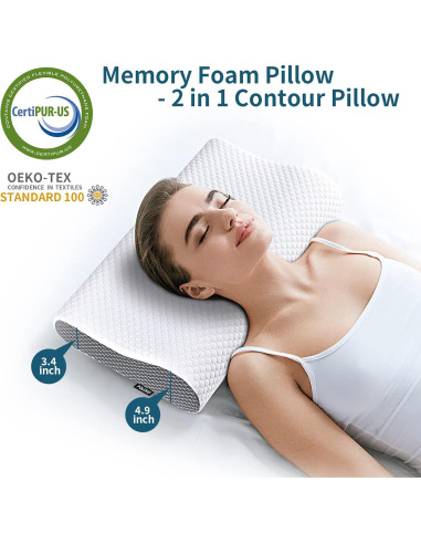 Almohada Cervical Polovo Espuma Viscoelástica 59.7x34.0 cm