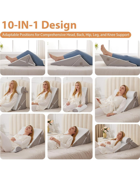 Juego de 3 almohadas en cuña BIEEZZK ajustables 22 cm