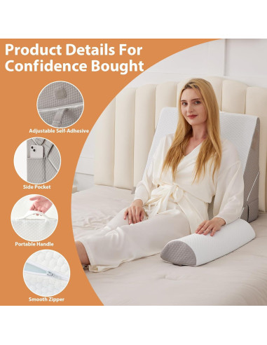 Juego de 3 almohadas en cuña BIEEZZK ajustables 22 cm