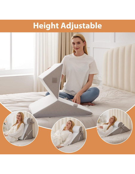Juego de 3 almohadas en cuña BIEEZZK ajustables 22 cm