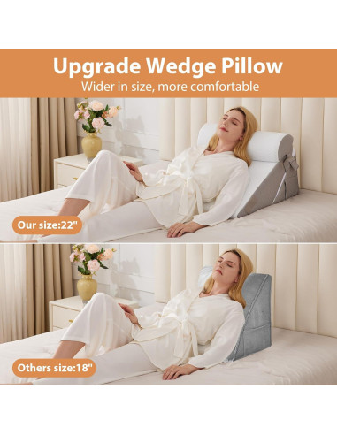 Juego de 3 almohadas en cuña BIEEZZK ajustables 22 cm