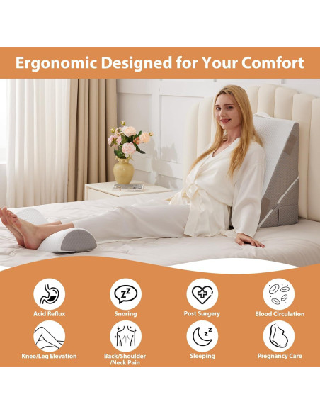 Juego de 3 almohadas en cuña BIEEZZK ajustables 22 cm