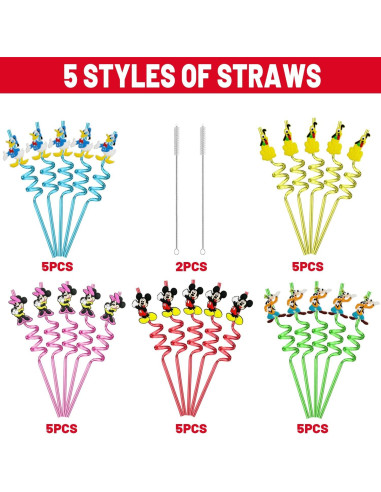 25 Pajitas Reutilizables de Ratón Einponny con Cepillos