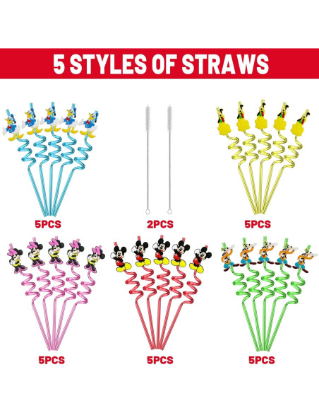 25 Pajitas Reutilizables de Ratón Einponny con Cepillos