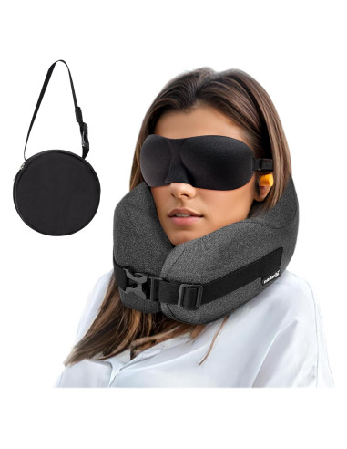 Juego de Almohada de Viaje Nadachi Espuma de Memoria Gris