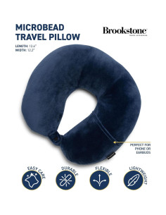 Almohada de Viaje Microperlas Brookstone Azul Soporte Cuello 2