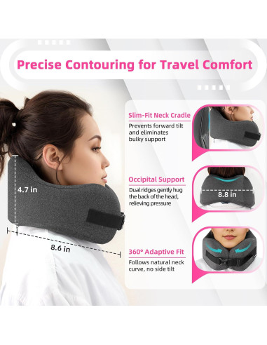 Juego de Almohada de Viaje Nadachi Espuma de Memoria Gris