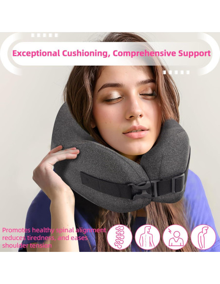 Juego de Almohada de Viaje Nadachi Espuma de Memoria Gris