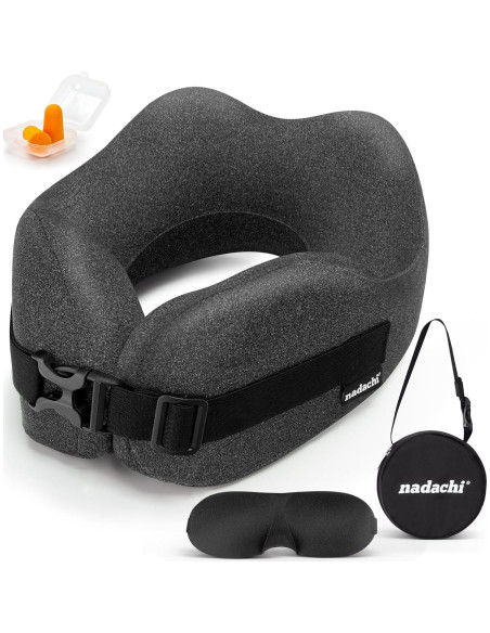 Juego de Almohada de Viaje Nadachi Espuma de Memoria Gris