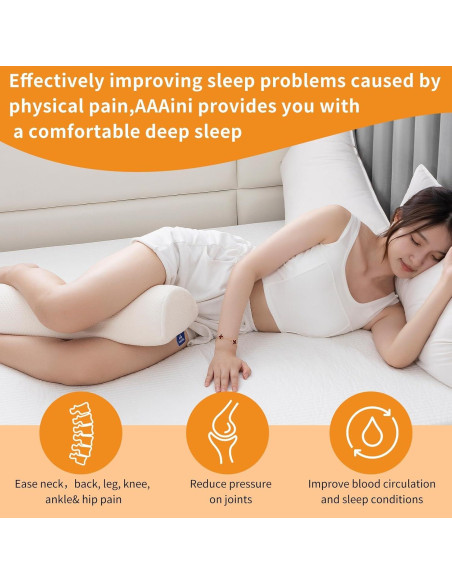 Almohada de rodilla viscoelástica AAAini blanca 47x20 cm